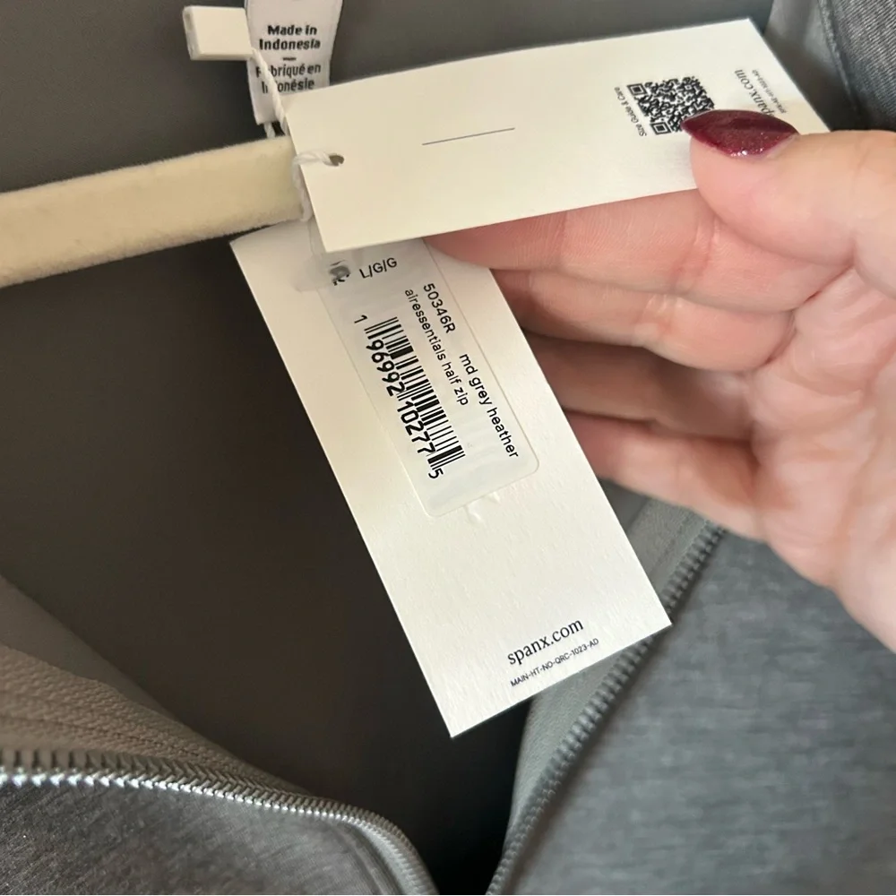 NWT Spanx AirEssentials Half Zip Sweatshirt Grey Heather - Picture 4 of 5